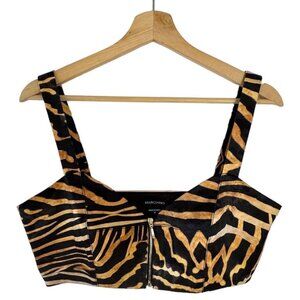 Guess By Marciano Arabian Night Animal Print Zip Front Crop Top Size 10